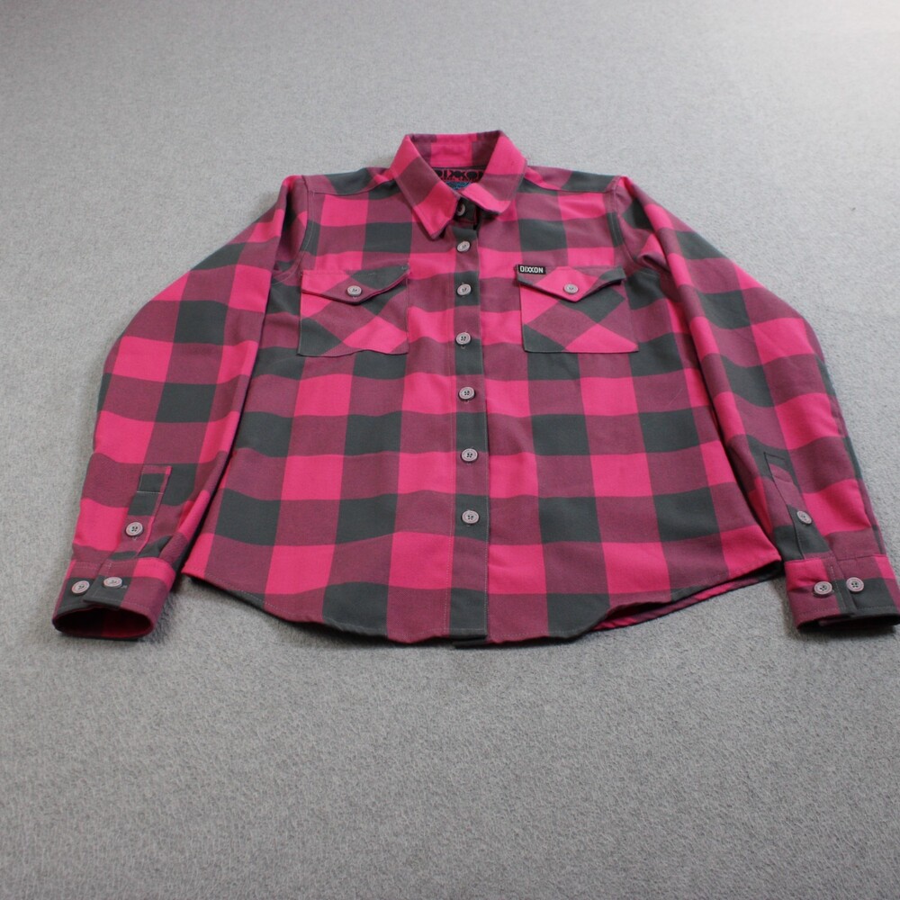 Dixxon Flannel The Elektrik Shirt Womens Small Pink Black Check Button Down Rock